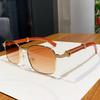 Featured Wooden Temple Full Frame Sunglasses Retro Square Large Frame Travel Glasses Catwalk Sunglasses