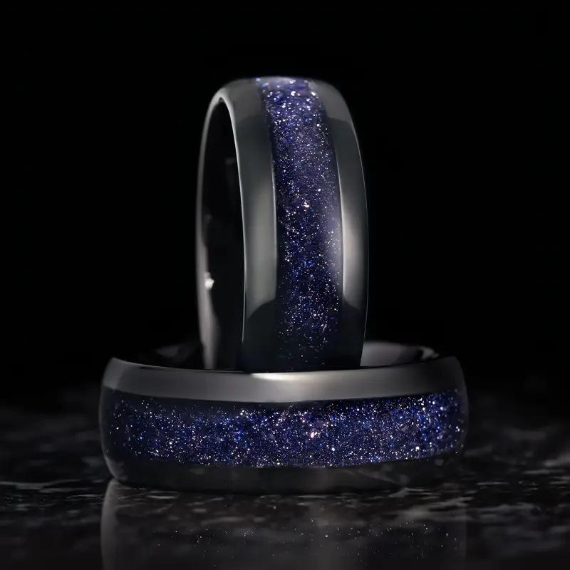 Galaxy Space Inlaid Blue Starry Sky Dome Wedding Ring for Men And Women Couple Fashionable Classic  Gift 2025