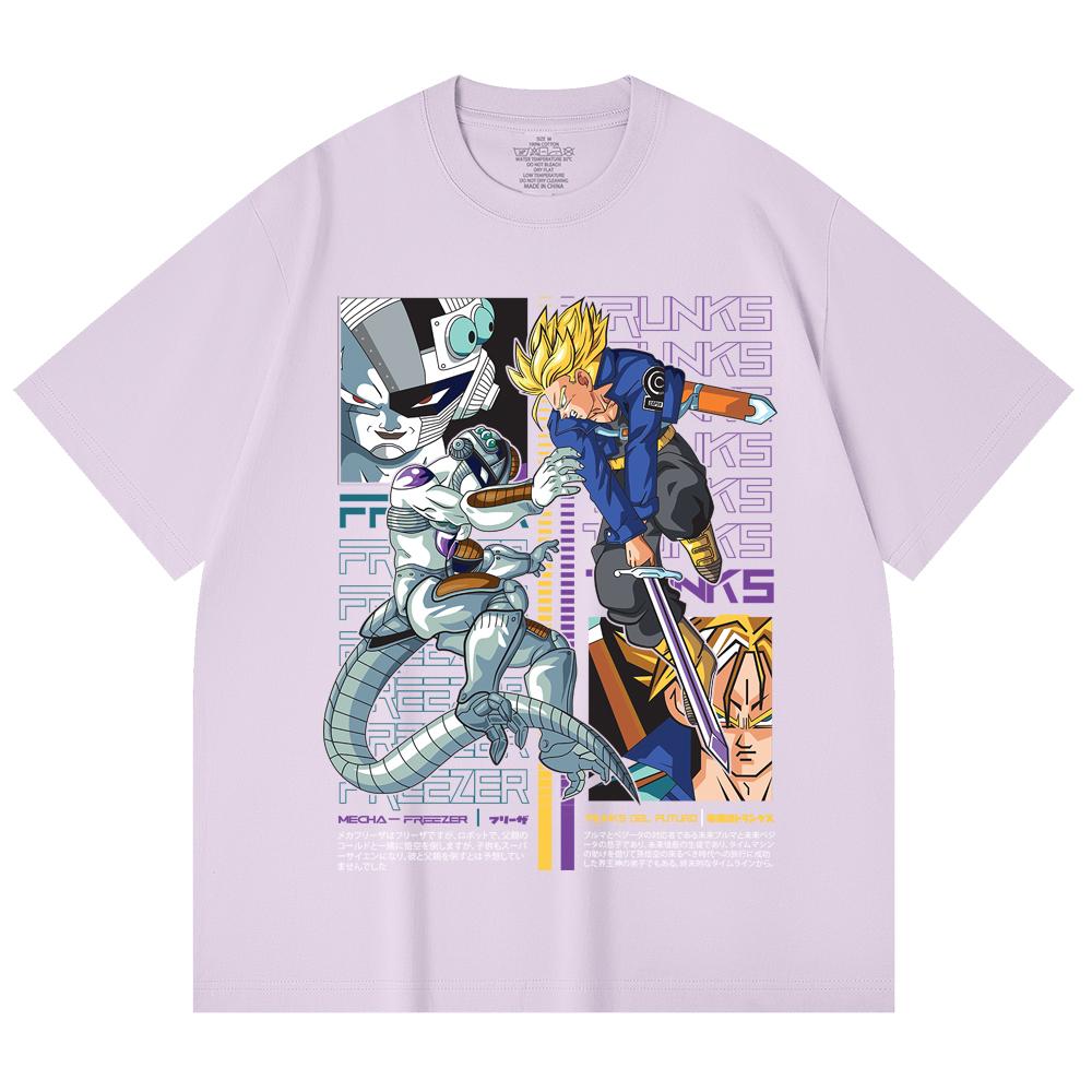 230 Gsm 100% Cotton Dragon Ball V50 Trunks Freeza Print Unisex Heavy Cotton T Shirt