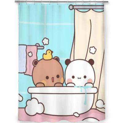 PO01 Shower Curtain Bathroom  Cute Bear Pnada Bubu Dudu Decor Modern Household Items Bathroom Curtain Graduation Gift Festival