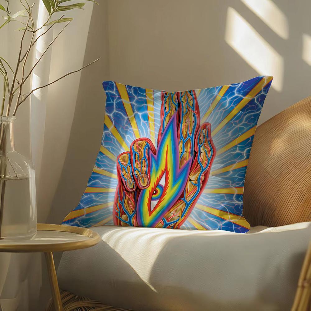 Alex gGrey art Pillow Case DoubleSided Plush Sofa Cushion Covers Organic Breathable Invisible Zipper