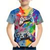 Game Console Themed Colorful Printed Fashionable Cool Boy T-shirt Creative Colorful Soft Comfortable Children's Short Sleeved T-shirt