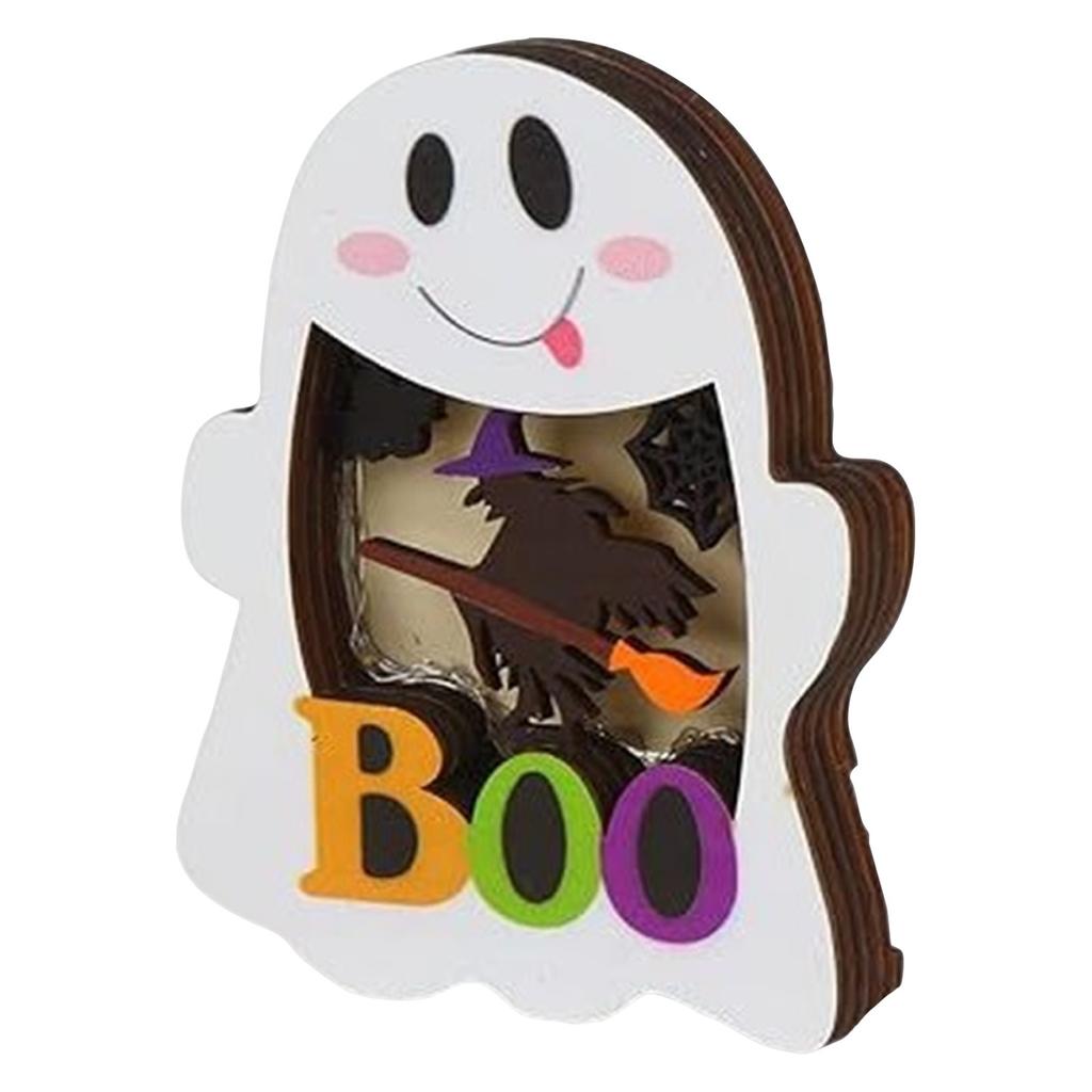 Halloween Kürbis Tisch Holzdekoration mit LED-Lichtern, Ein schreckliches Halloween-Partyraum-Dekorationselement