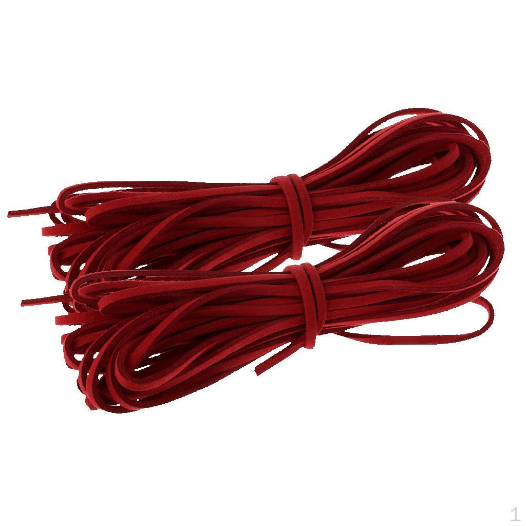 2 Pcs 2mm Flat Leather Beads Thread Suede Cord String for DIY Jewelry Crafts