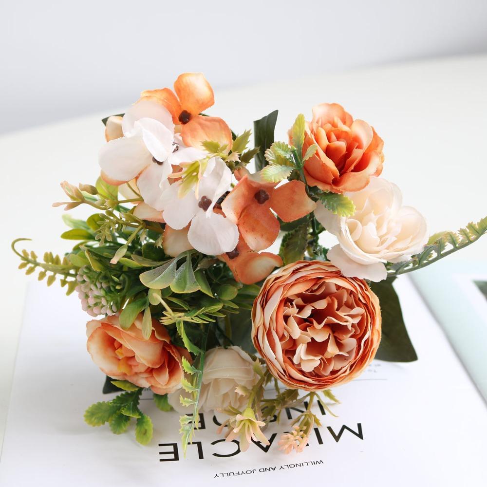 Silk Material Artificial Flowers Floral Design Autumn Collection Peonies Rose Bouquet Style Fake Peony Wedding Arrangements