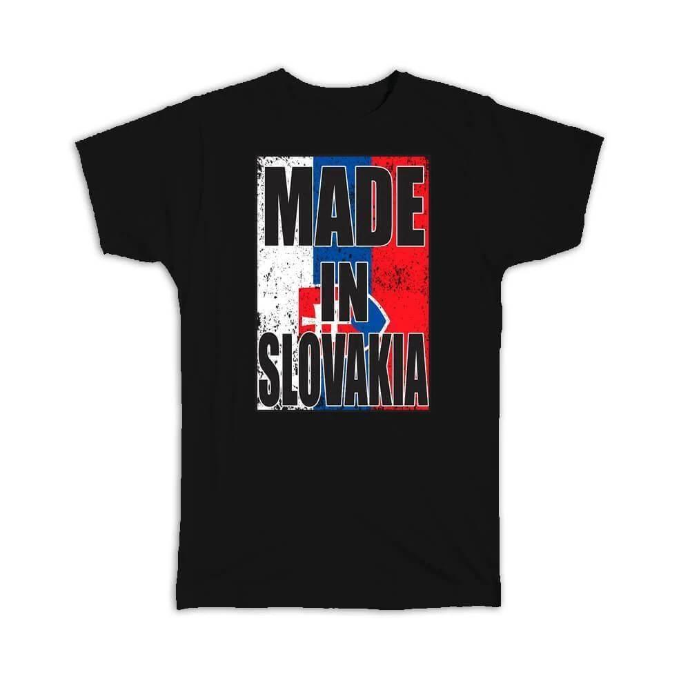 Gift T-Shirt : Made In Slovakia Flag Retro Artistic Slovak Expat Country 4XL