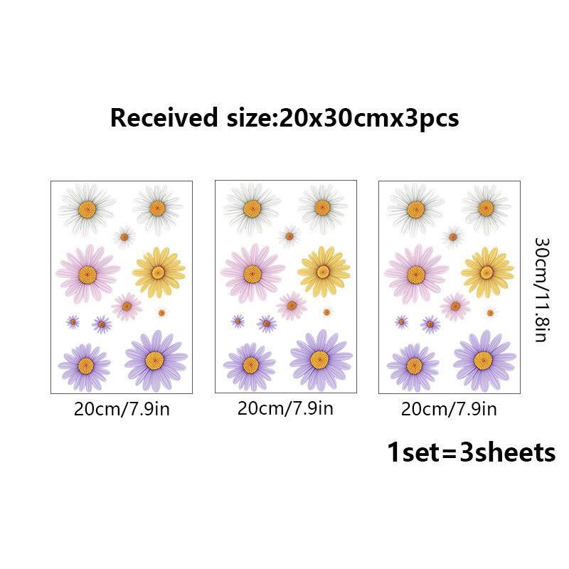 3 Pcs Floral Wheel Trash Can Stickers Self-Adhesive Pvc Decals Daisy Garbage Can Stickers Fridges Home & Wall Decor Weatherproof