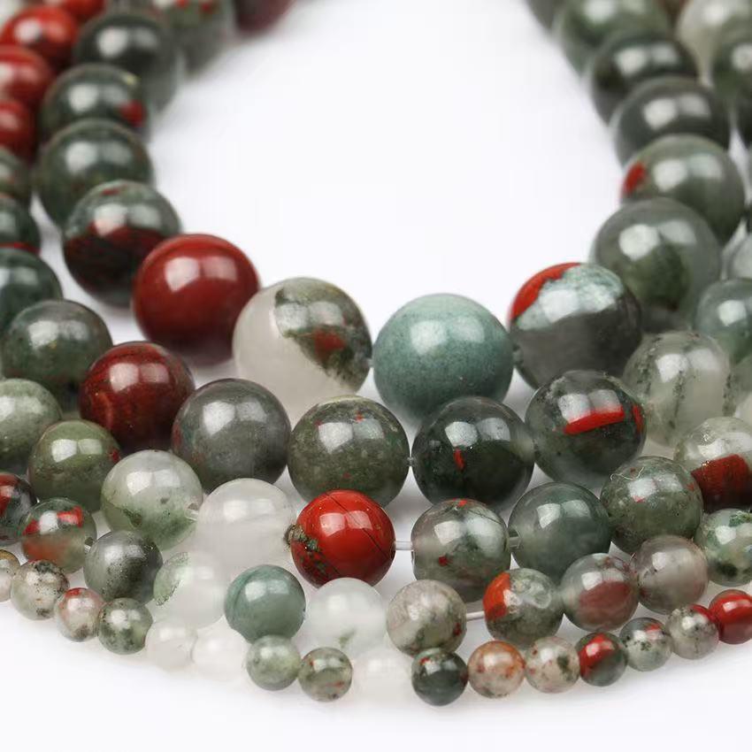 Natural African Bloodstone Round Beads for DIY Jewelry and Accessories (Bracelets & Necklaces)