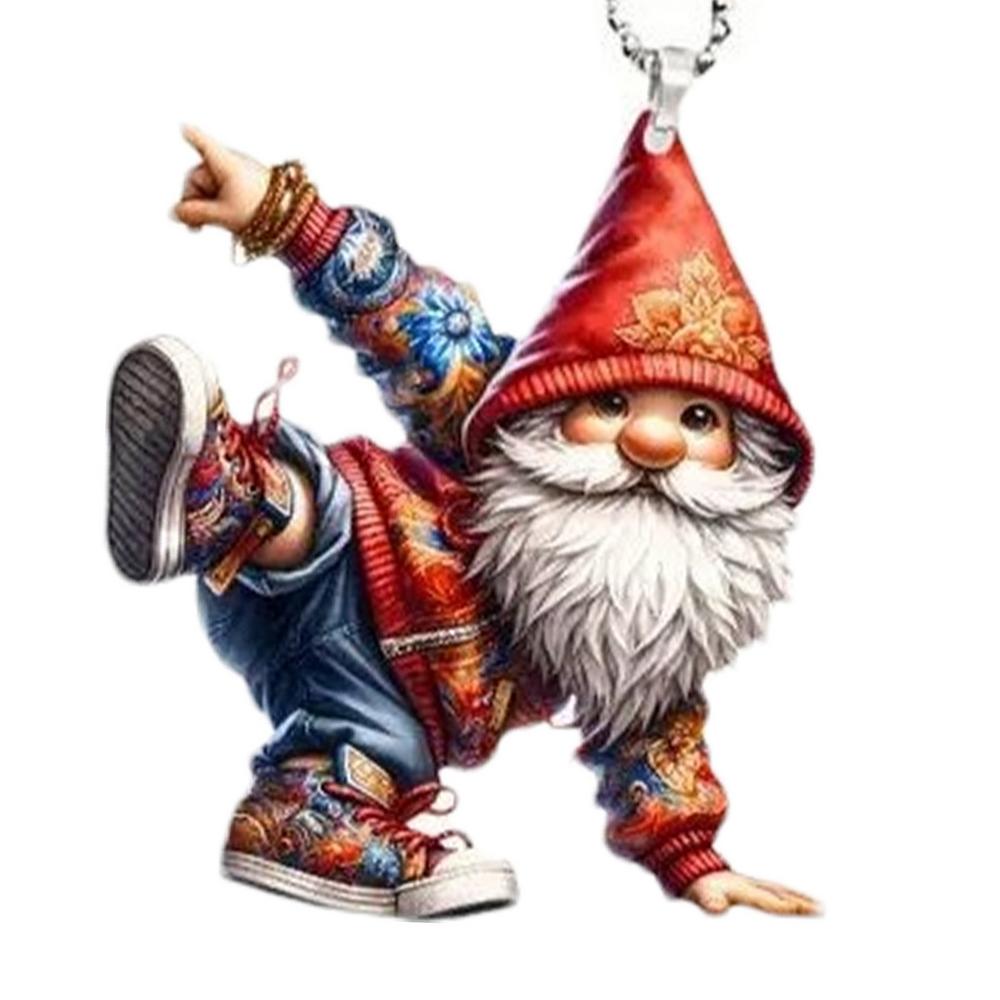2D Acrylic Christmas Tree Pendant Santa Claus Car Pendant Hanging Decoration Ornaments Car Rearview Mirror