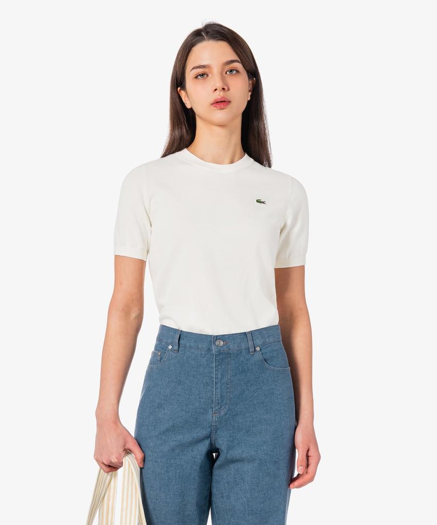 LACOSTE Women'S Basic Crew Neck Short Sleeve Sweater Af115E-56G 70V