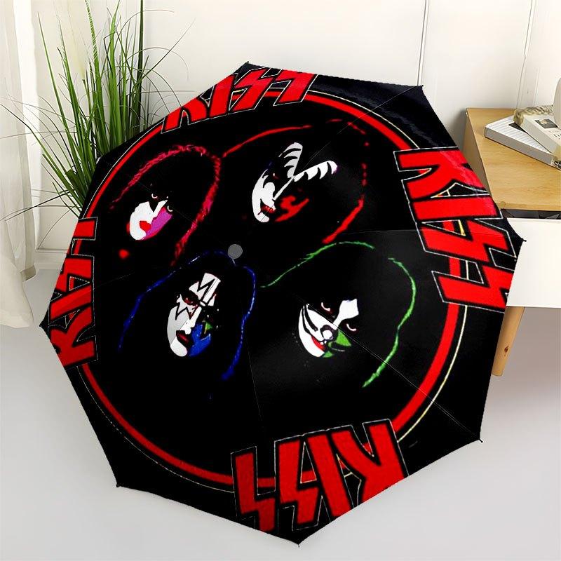 1 Compact Windproof Umbrella with Automatic Opening and Closing - Heavy Duty Rock Pattern, One-Touch Button, Portable Windproof Design