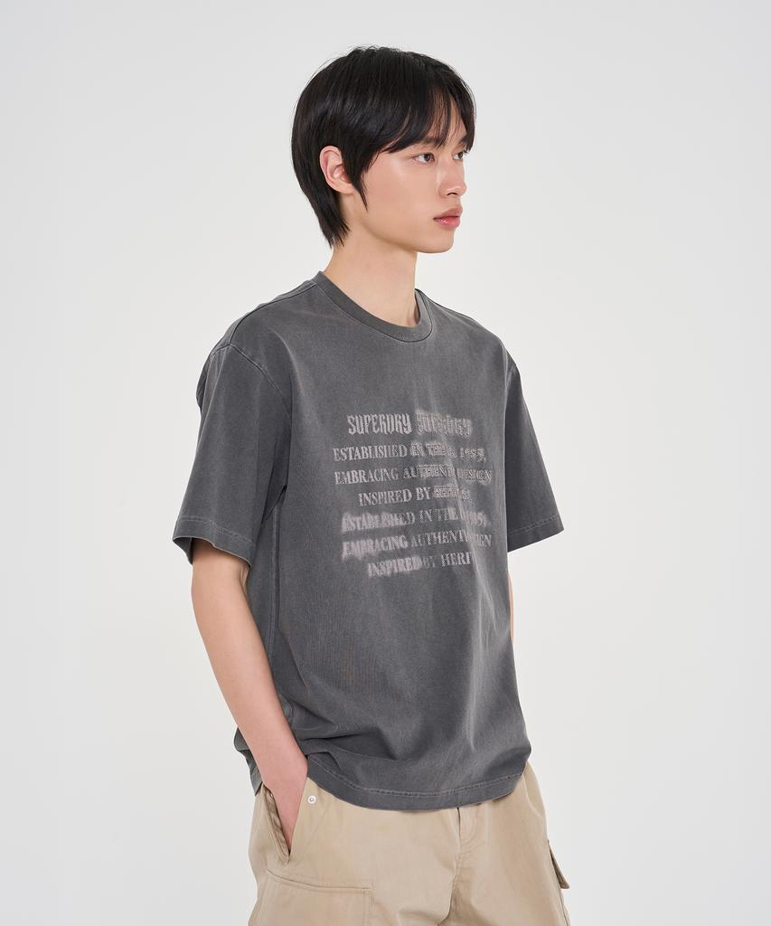 Syupeodeulai Vintage Lettering T-Shirt Charcoal Sduiscq41Chl