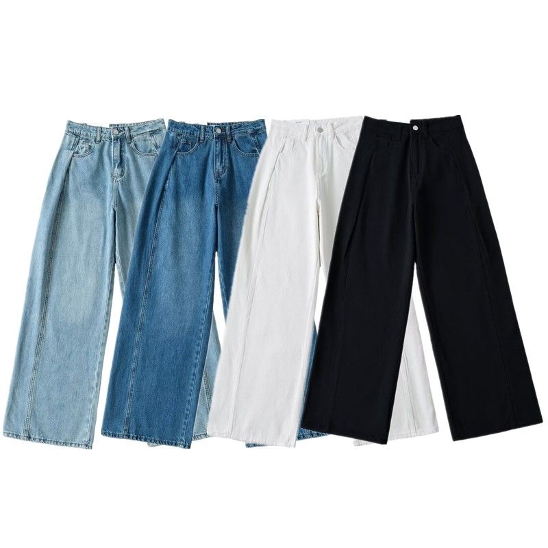 Fashion Style 2024 Summer New Arrival Women's Slim Looking Easiest for Match High Waist Loose Casual Denim Mop Pants Wide Leg Pants