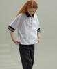 MANAVIS7 Striped Rib Collar T-Shirt White