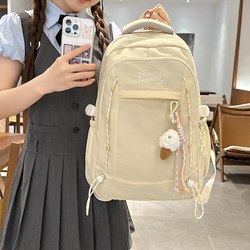 Schoolbag Korean version of college style large-capacity backpack high value lightweight leisure travel backpack junior high school student schoolbag