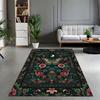 Butterfly Rug Boho Floral Design Night Garden Area Rug Artistic Home Decor Dark Blue Green Pattern Living Room Floor Mat