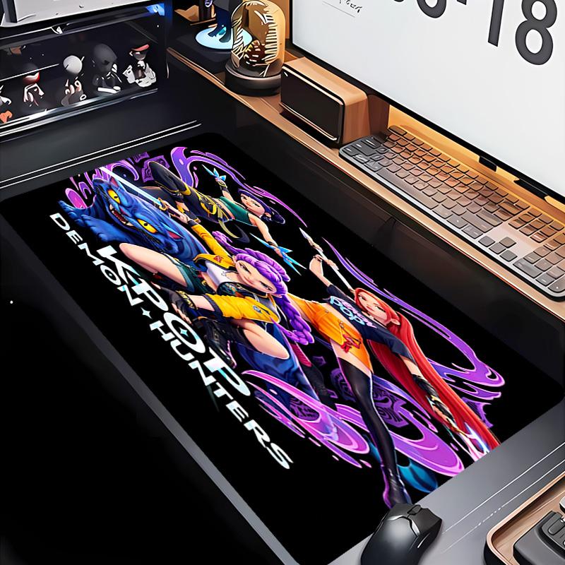 Dämonenjäger-Thema Premium Rutschfestes Mauspade mit Genähten Kanten, Strapazierfähiges Gummi-Material, für Schreibtisch & Gaming, Tolle Geschenke