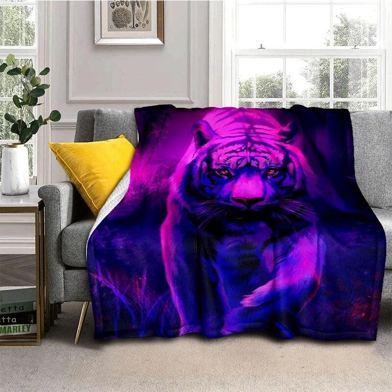 White Tiger Flannel Blanket With Digital Printing, Sofa Cover, Air Conditioning Blanket, Nap Blanket, Double-Sided Fleece Gift Blanket