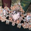 Crystal Pink Crown Bridal Crown Wedding Baroque Queen Golden Big Crown Wedding Dress Accessories Jewelry