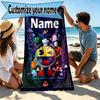 Custom Name Personalized PAC MAN Print Beach Towel, for Trip Camping Beach Party Home Decor, Birthday Gift for Family & Friends