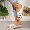 Zomer Dames Sleehak Sandalen Premium Orthopedische Sandalen met Open Teen Vintage Anti-slip Leer Casual Dames Platform Retro Schoenen