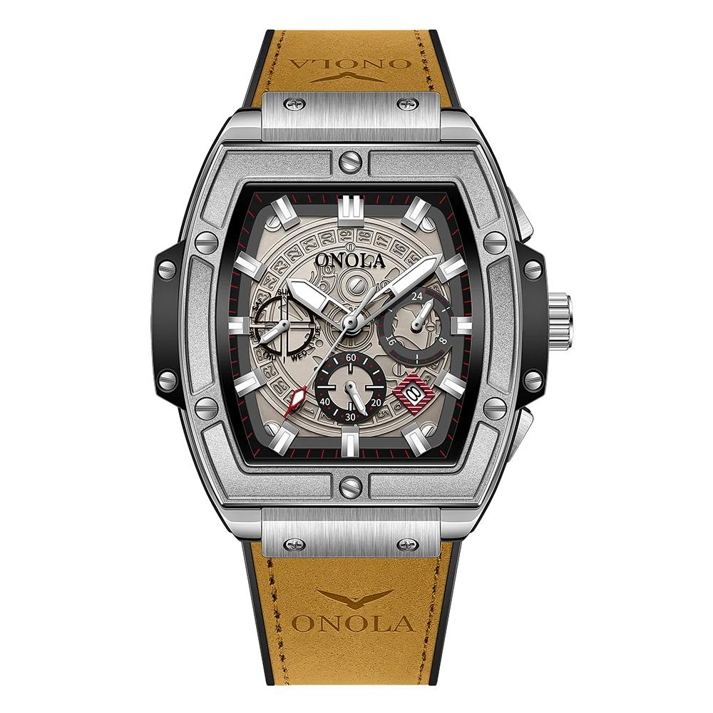 

Новые часы для мужчин, модные деловые наручные часы, автоматические, повседневные, роскошные, водонепроницаемые, с кожаным ремешком, механические часы чёрный/серебряный