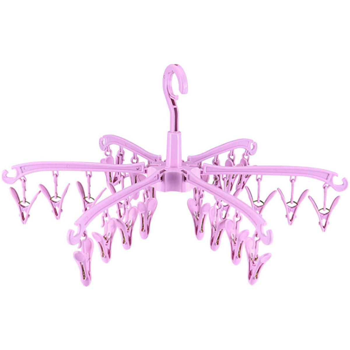 

Ветрозащитная сушилка с 24 зажимами, вращающаяся складная вешалка, сушилка для носков, бытовая многофункциональная сушилка для нижнего белья 24 розовый