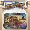 Duvet Cover Set with Printed Spirited Away Design & Pillowcase Daily Use Bedroom Ornament-kwq384