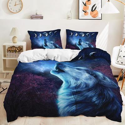 Three-Piece Animal Wolf Quilt Cover Digital Printing Kit Two-Piece Bedding