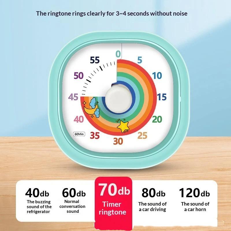 Silent Visual Time Tracker with Soft Night Light Non-Ticking Stopwatch for Classroom Home Kitchen School Baking Kids Learning