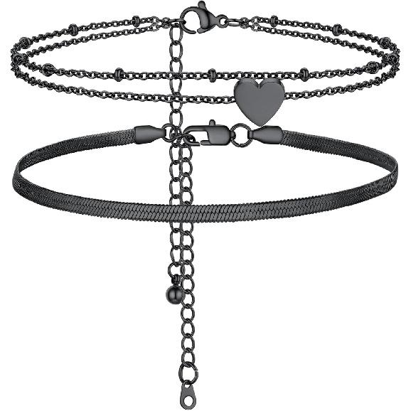 PROSTEEL Alla moda Design Manette/Testo Personalizzato Cavigliera da Donna, Cavigliera in Acciaio Inossidabile 316L, colore Argento/Oro/Nero,Basso