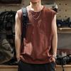 American Retro Heavy Vest Men's Summer Loose Casual Sleeveless T-shirt Basketball Fitness Sports Shoulders