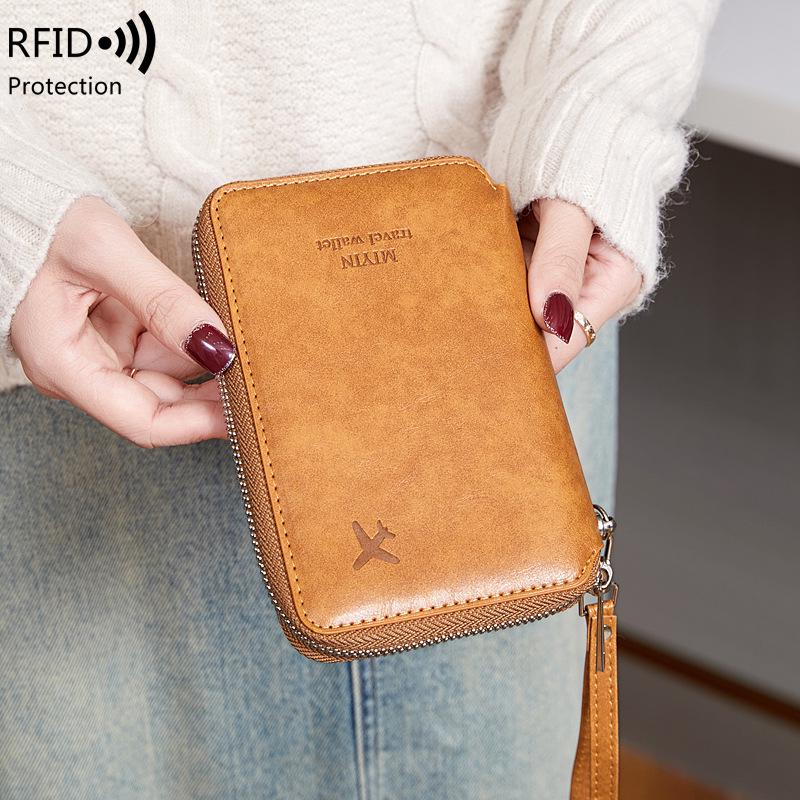 RFID Passport Holder: Anti-theft Travel Wallet with Zipper, Large Capacity for Tickets and Documents