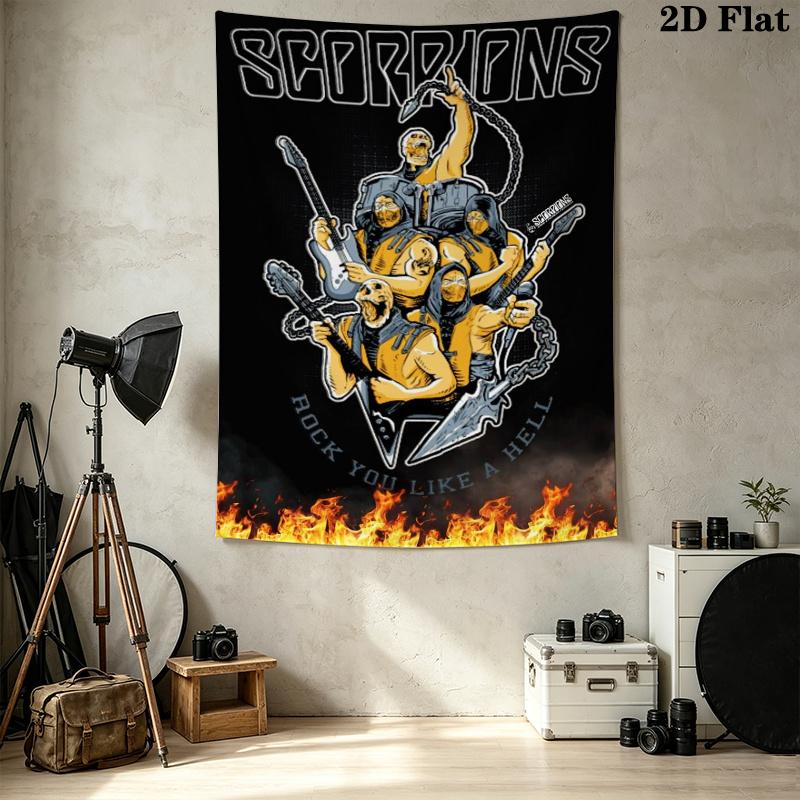 Scorpions Band Wall Tapestry Aesthetic Wall Hanging Printed Fabric Blanket Decorative Tapestries for Bedroom Living Room Home Decor