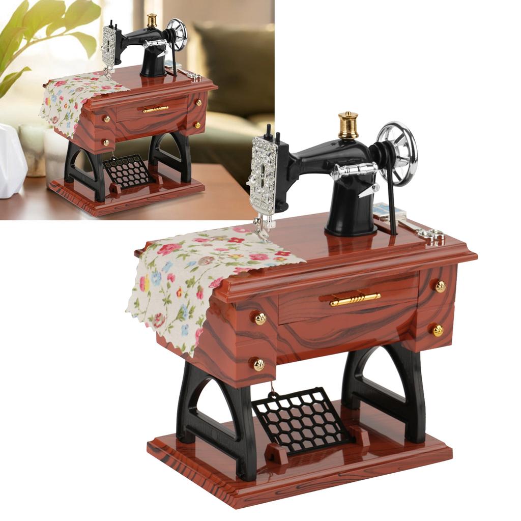 Mini Vintage Creative Retro Sewing Clockwork Music Box Gift Table Decoration