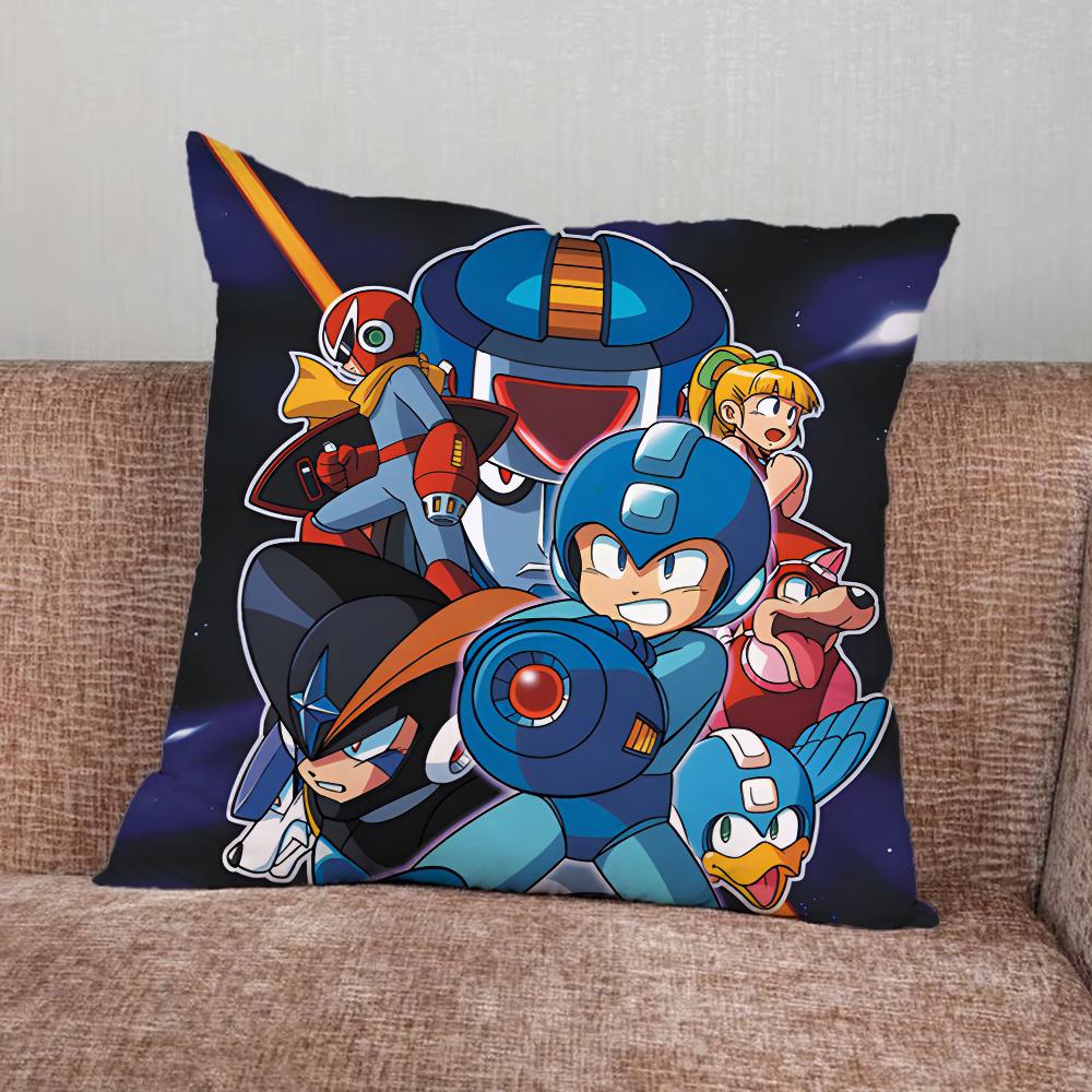 Game M-Megaman R-Rockman Pillow Case For Home Bedroom Car Office Decoration Living Room Sofa Cushion Cover Suitable