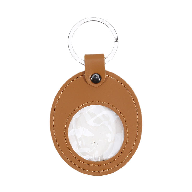 1Pc PU Leather Keychain Coin Holder Double Side Coin Display Case Medallion Sobriety Coin Recovery Chip Airtag Challenge Coin