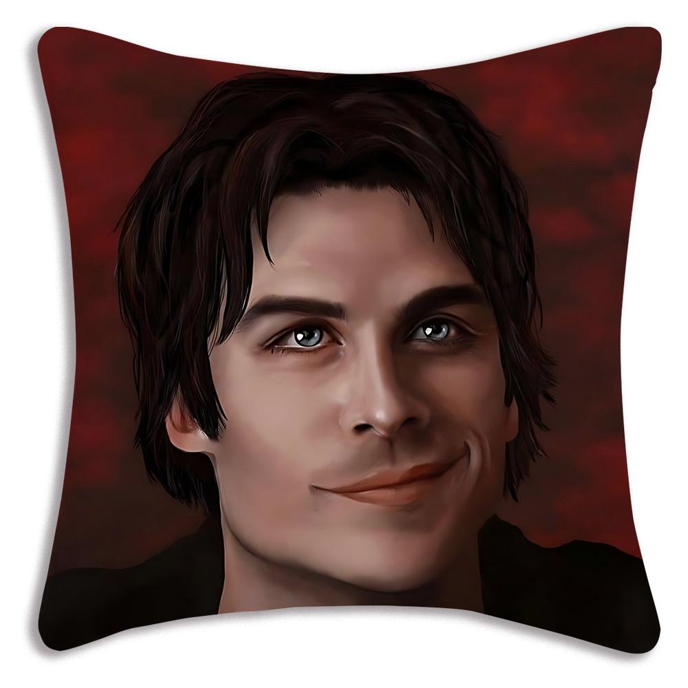 Hot American Tv Series Vampire Diaries Pillow Covers Sofa Decorative Home Double-Sided Printing Short Plush Cute Cushion Cover