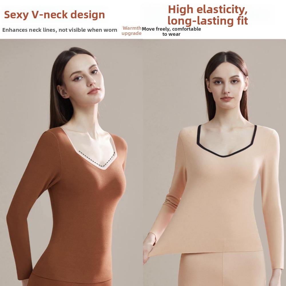 V Neck Women Thermal Clothes Tops and Pants Warmth Long Pants Thermal Underwear Lady