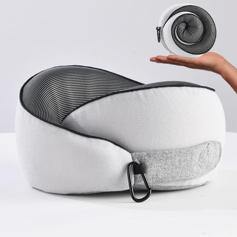 Memory Foam Travel Neck Pillow - Portable & Compressible U-Shaped Support for Airplane, Office Nap & Cervical Relief