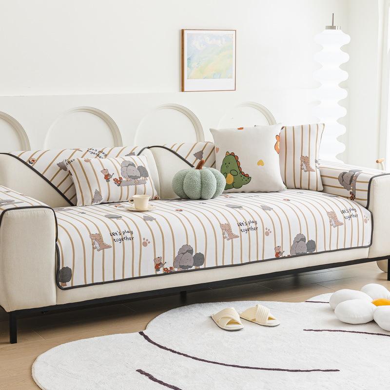 Summer Cartoon Ice Silk Sofa Cushion Summer Sleeping Mat Cushion Non-Slip Cool Feeling Cushion High-End Cover Cloth