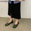 Fashion SUOJIALUN 2025 Spring New Flat Shoes Square Toe Square Toe Shallow Mouth Slip On Loafers Ladies Casual Shoes Zapatos Mujer