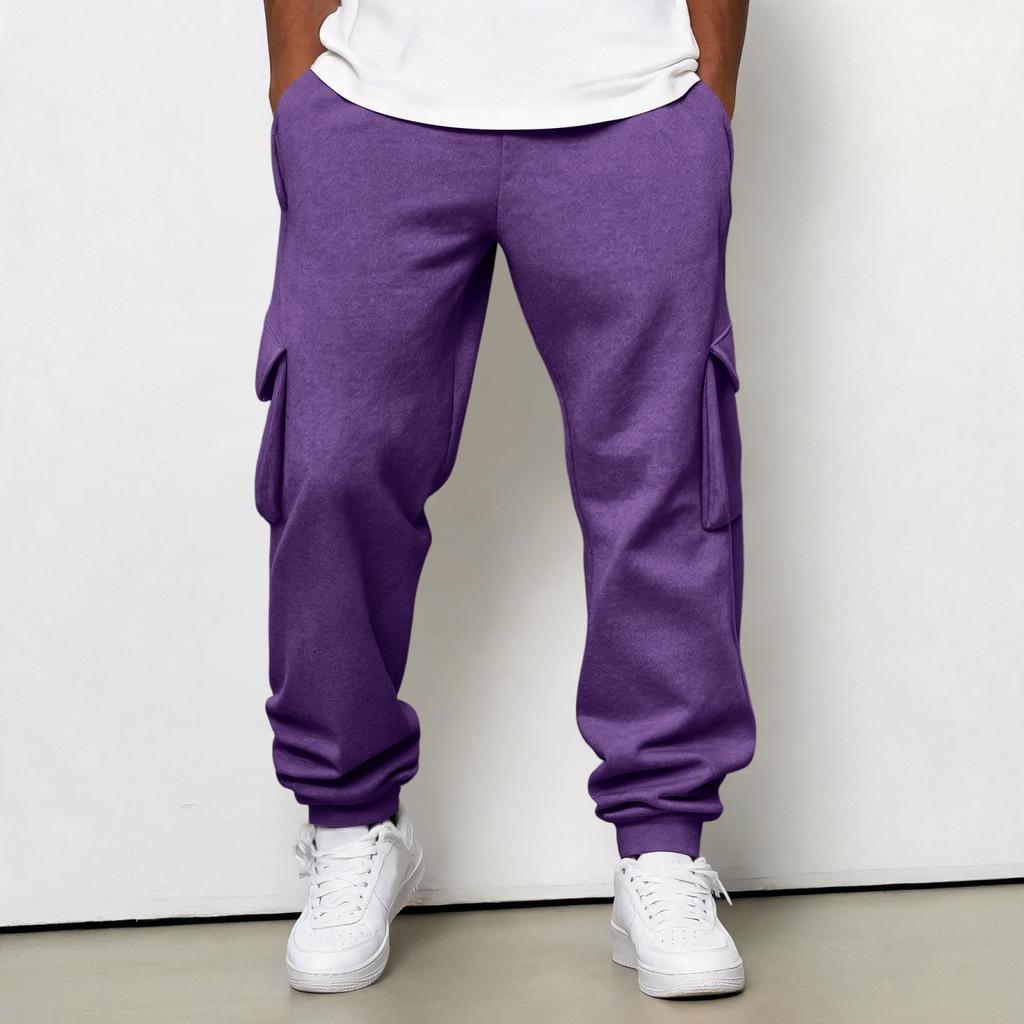 Men's Cargo Joggers with Elastic Waistband and Drawstring, Tapered Leg Casual Pants
