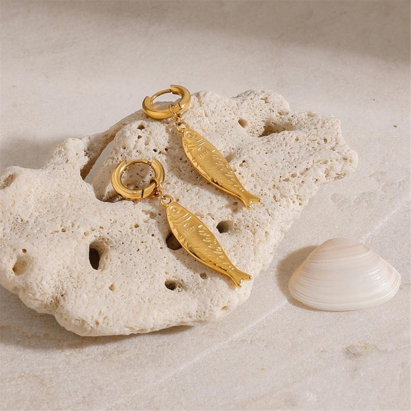 Gold Tone Earrings/Necklace Necklace Stainless Steel Fashion Jewelry for Women Trendy Accessory For Sensitive Skin