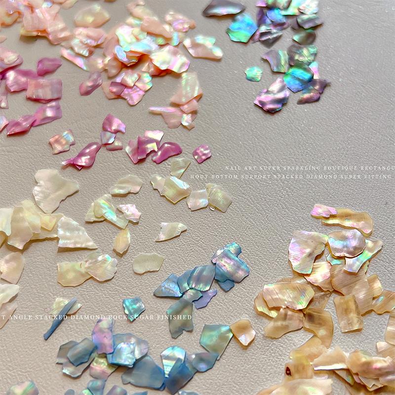 1Box Aurora Shell Flakes Abalone Nails Charms Thin Natural Irregular Slice Shell Stone Sequins Manicure Art Decoration