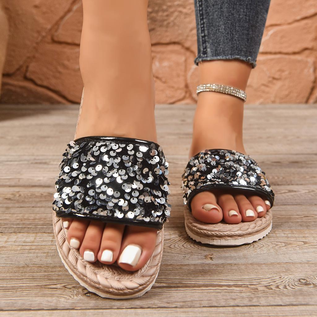 Damen Schuhe im Angebot 2025 Mode Offene Zehen Flache Damen Hausschuhe Sommer Übergröße Kleid Elegante Sandalen