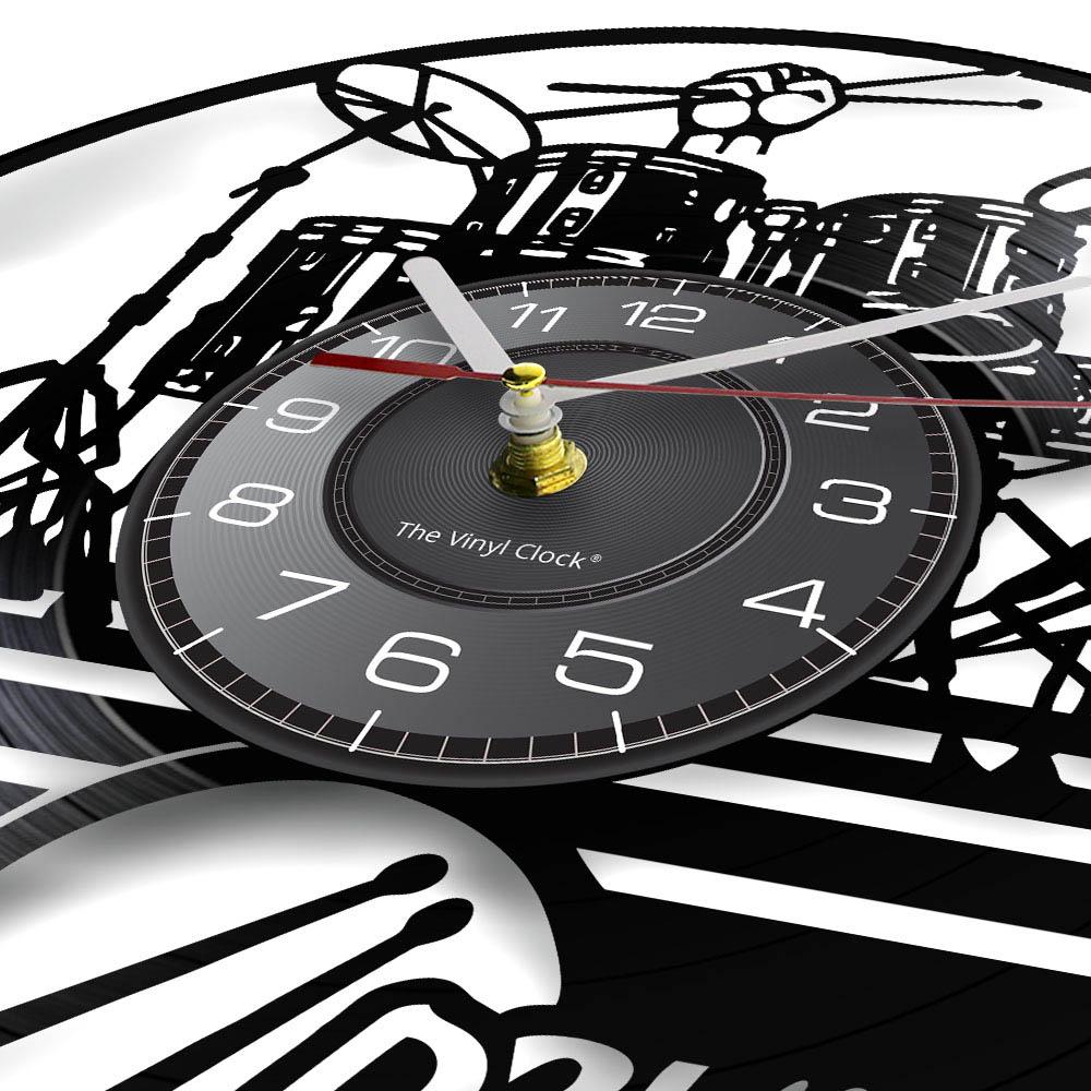 Wandtrommel Schlagzeuger Personalisierte Uhr Musikinstrument Schlagzeugset Wanddekoration Schallplatten-Wanduhr Musikliebhaber Schlagzeuger Geschenk