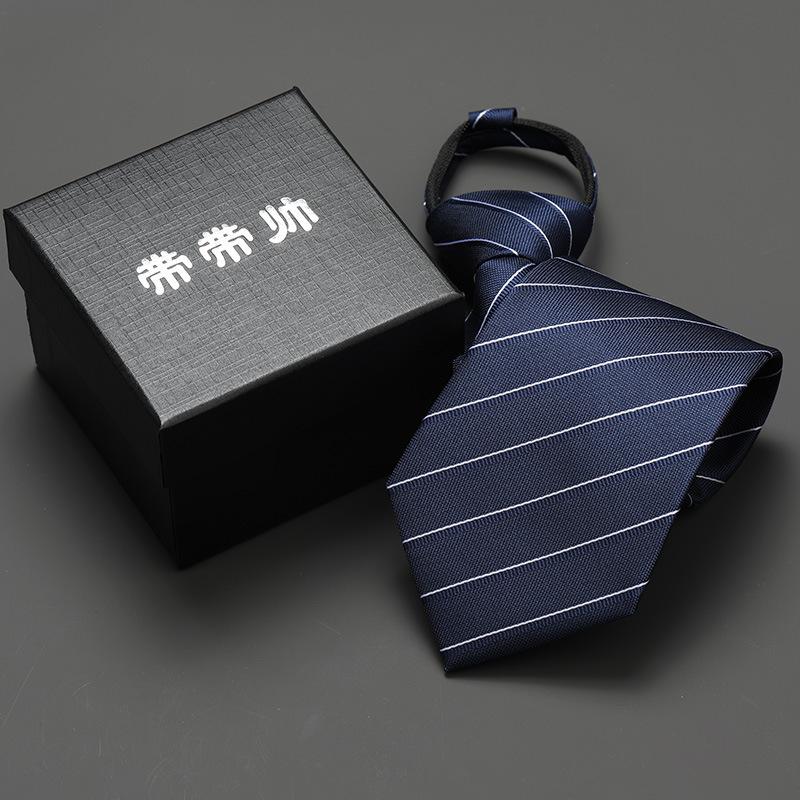 Groom'S Wedding Men'S And Women'S Business Ties, Formal Wear, Black Zipper-Style Korean Version, Narrow Lazy Man, No Stripes, Suit And Tie