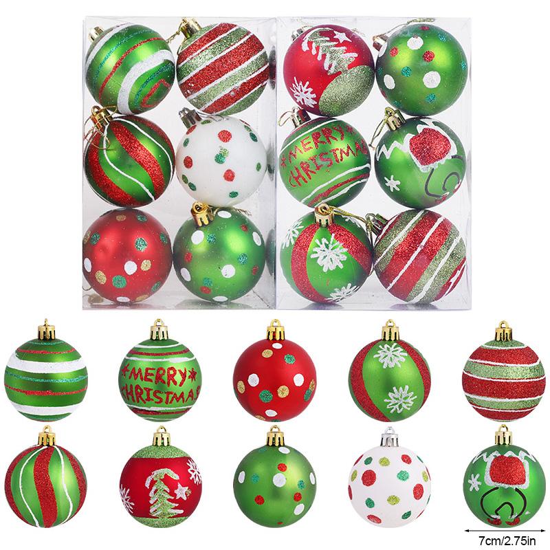

12Pcs 6cm Christmas Tree Ball Ornament Plastic Hanging Glitter Elf Ball for Christmas Home Decoration 2026 New Year Holiday Gift 6CM