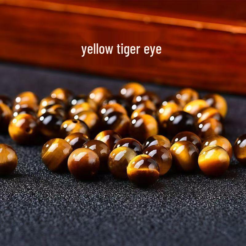 Natural Tiger Eye Mixed Color Cat s Eye Beads – Gold, Blue, Red, Yellow Single Bead Crystal Loose Spacer Beads for DIY Bracelets. 6mm